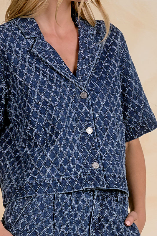ELAN DENIM DIAMOND TOP