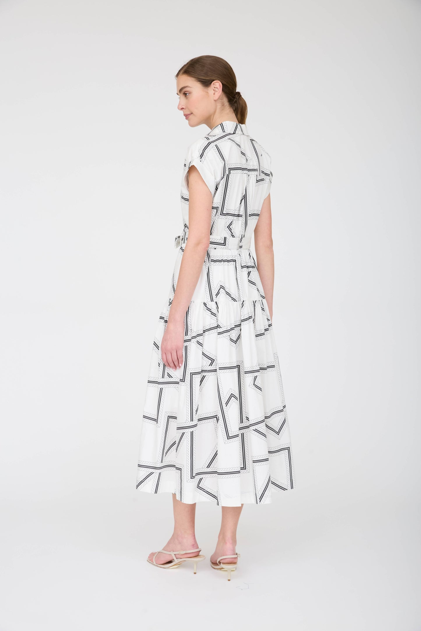 PATTERNED BELTED MIDI