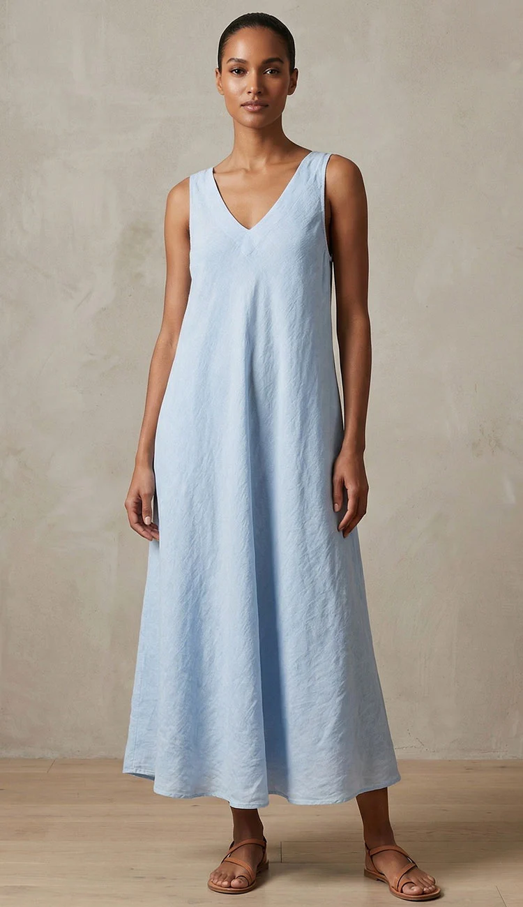 ITALIN LINEN MAXI V NECK