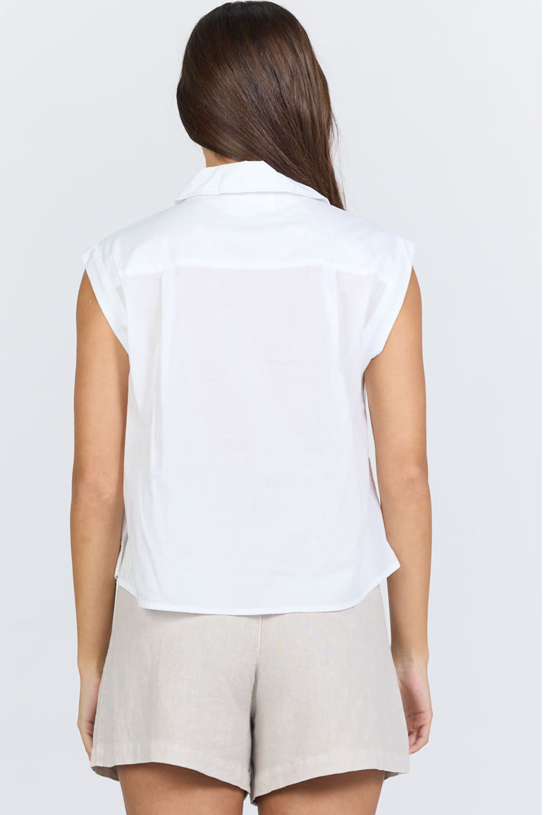 AIDY COLLARED V-NECK PLEATED FRONT TOP