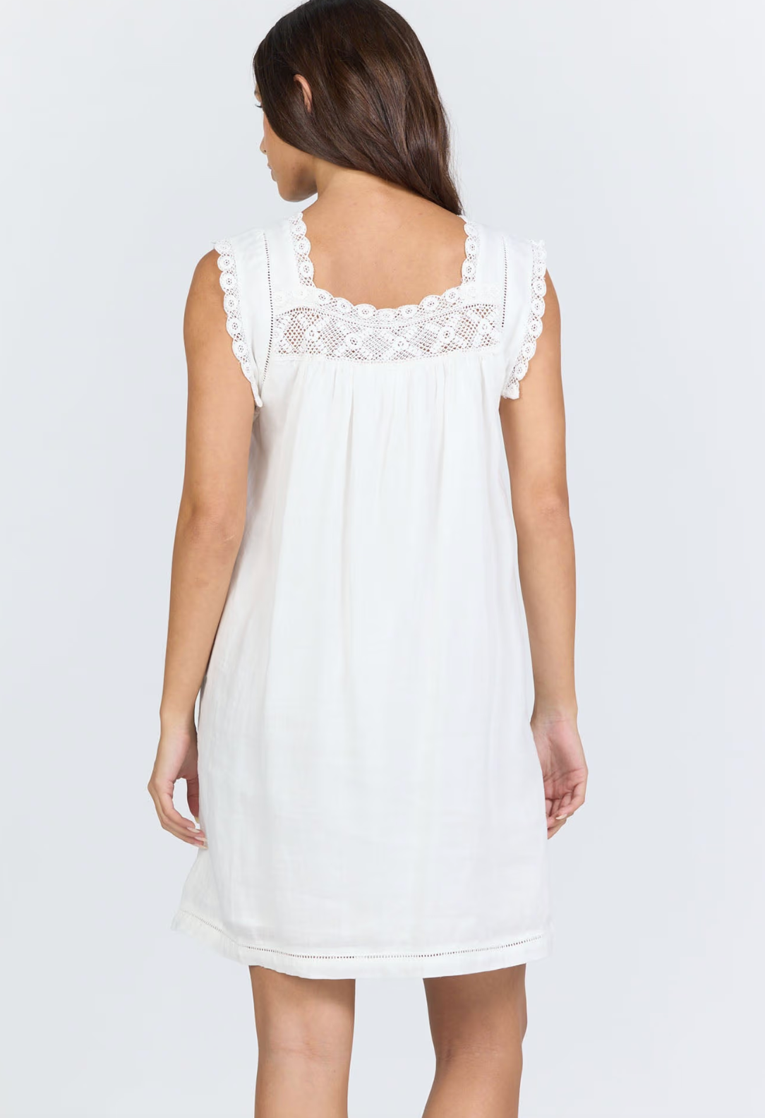 MIABELLA SQUARE NECK LACE TRIM MINI DRESS