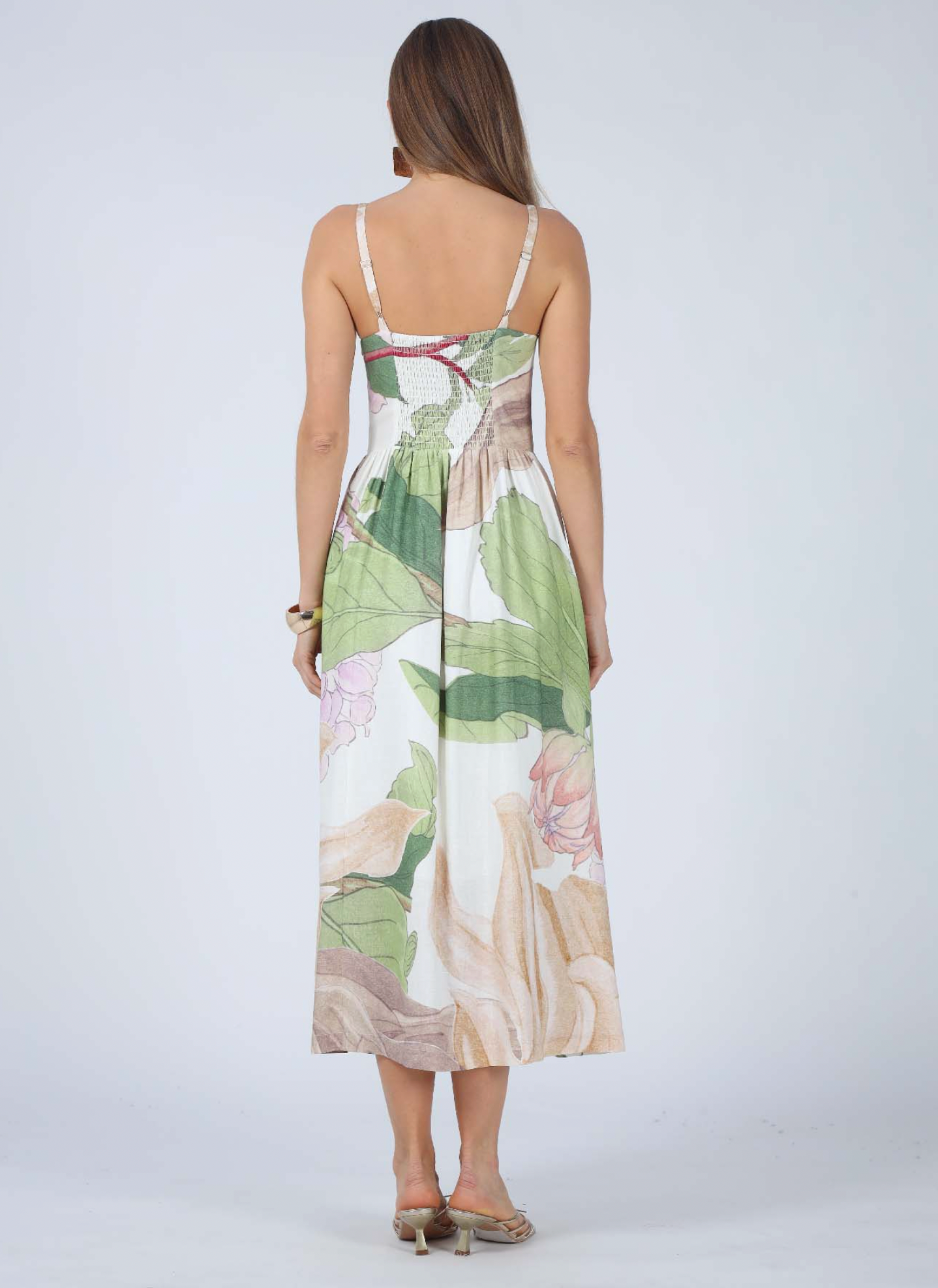 LAILA PRINTED V-NECK MAXI