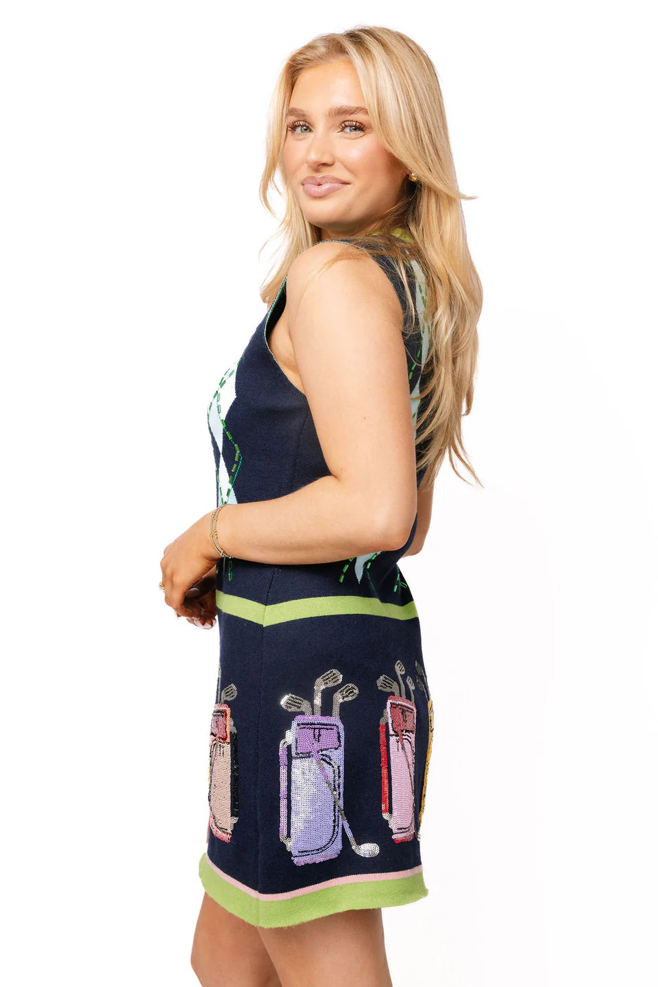 QOS ARGYLE GOLF TANK DRESS