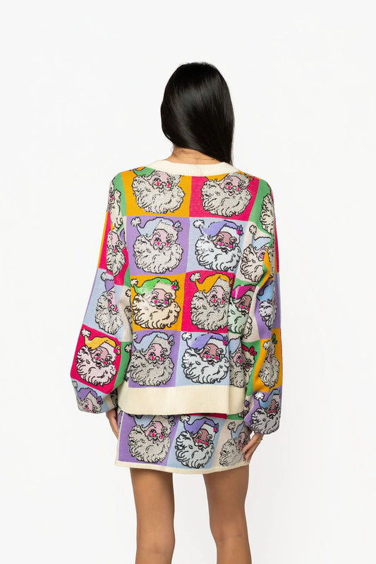 QOS PASTEL COLORBLOCK SANTA CARDI