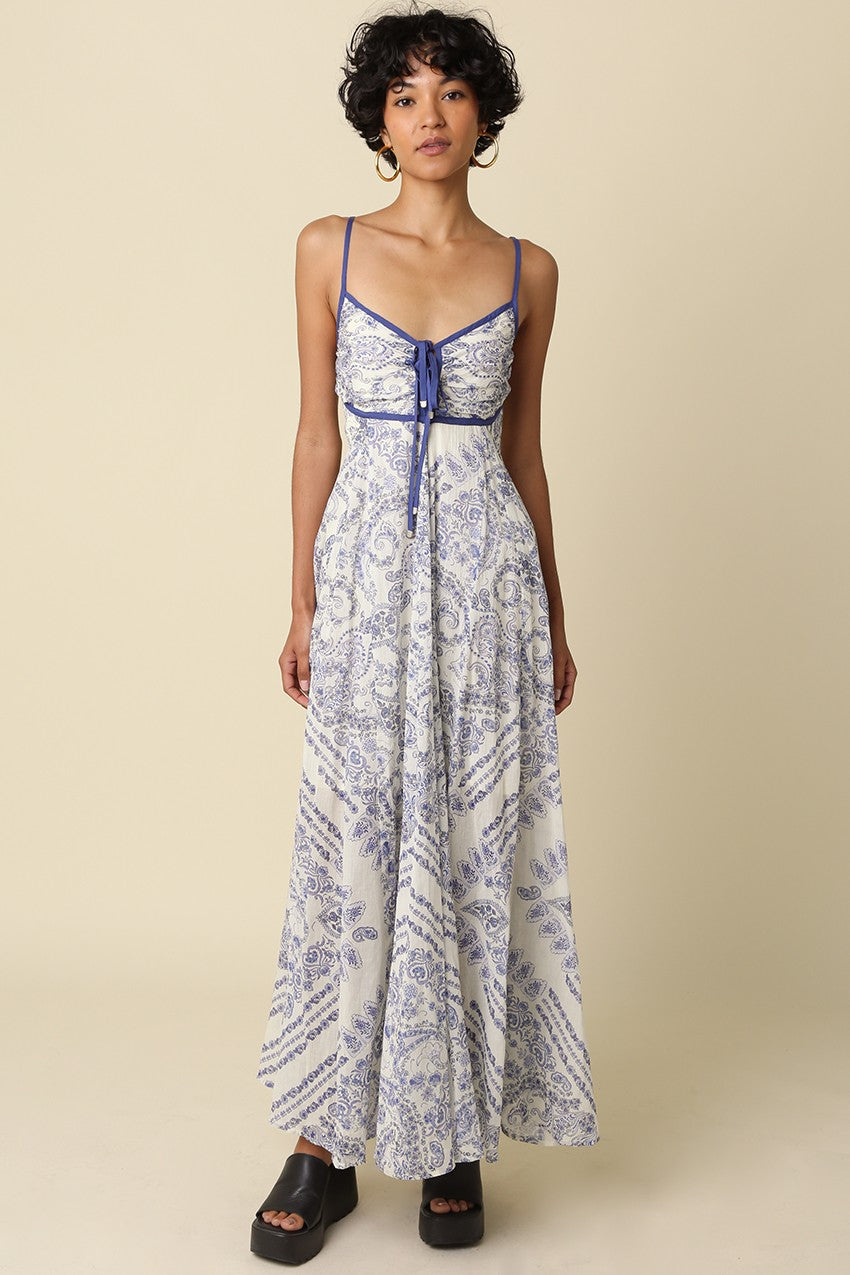 OLIVACEOUS TIE-FRONT MAXI DRESS