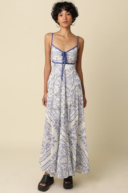 OLIVACEOUS TIE-FRONT MAXI DRESS