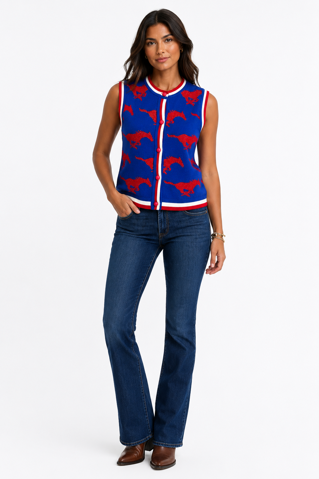 LICENSED SMU RHINESTONE KNIT