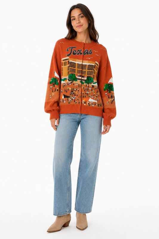 QOS LICENSED UT TAILGATE CARDIGAN