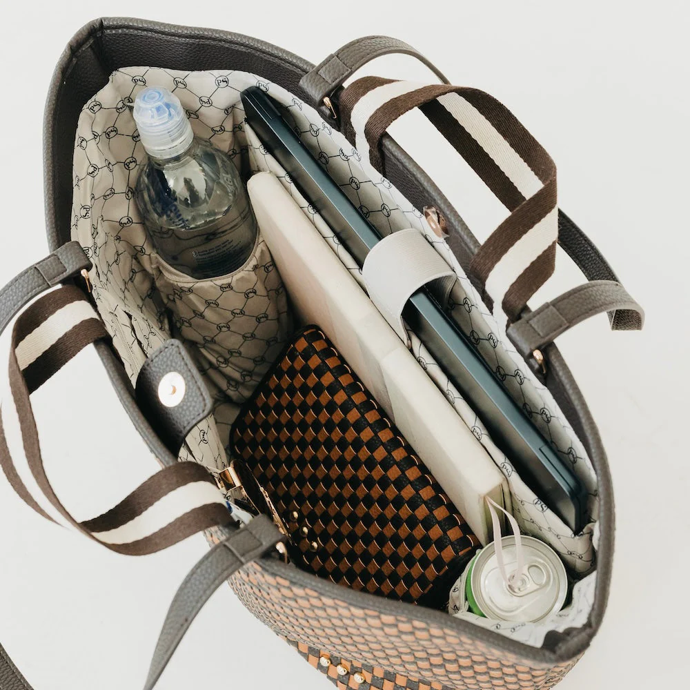 WOVEN TIFFANY CHECKERED TOTE