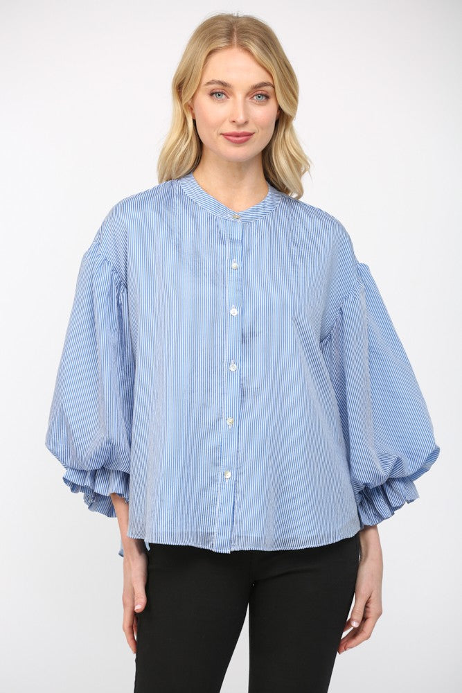 VOLUMINOUS BUBBLE SLEEVE BLOUSE