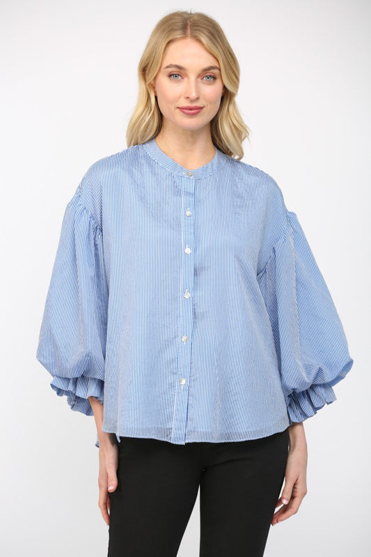 VOLUMINOUS BUBBLE SLEEVE BLOUSE