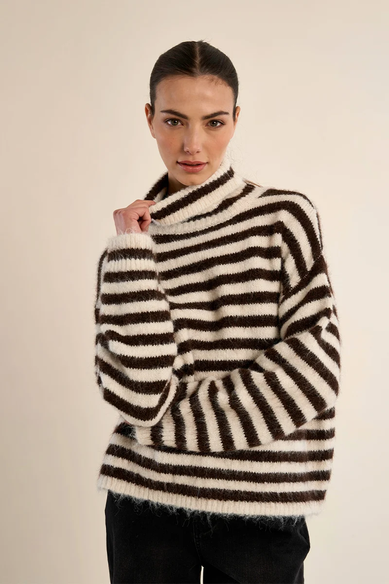 MB STRIPED KNIT TURTLENECK