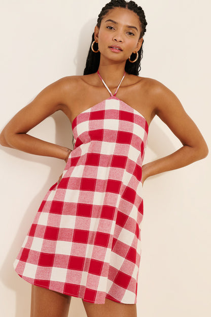 FLORA  HALTER ROMPER MINI DRESS