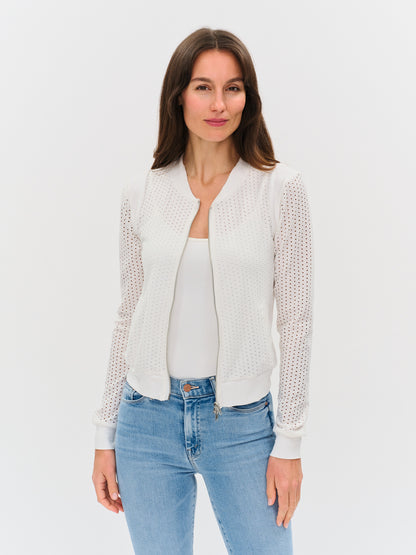 650 CUTOUT KNIT ZIPUP