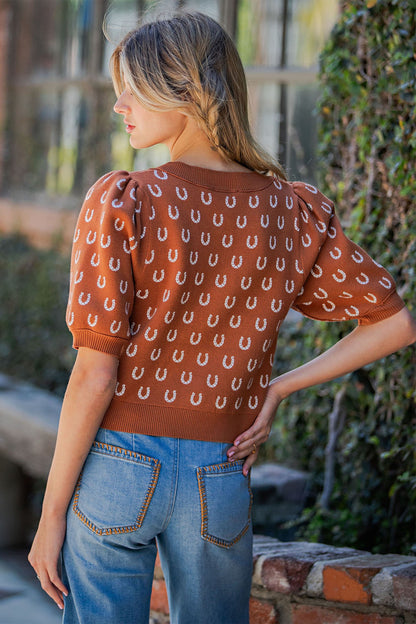 HORSESHOE PATTERN CARDIGAN
