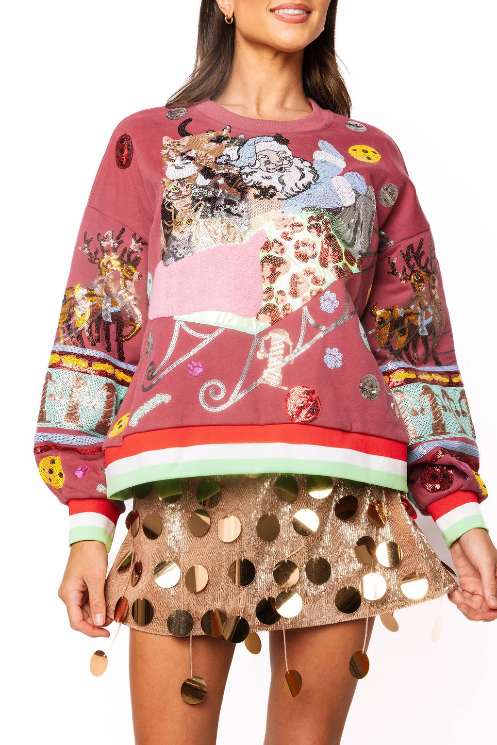 QOS CATS IN SANTAS SLEIGH SWEATSHIRT