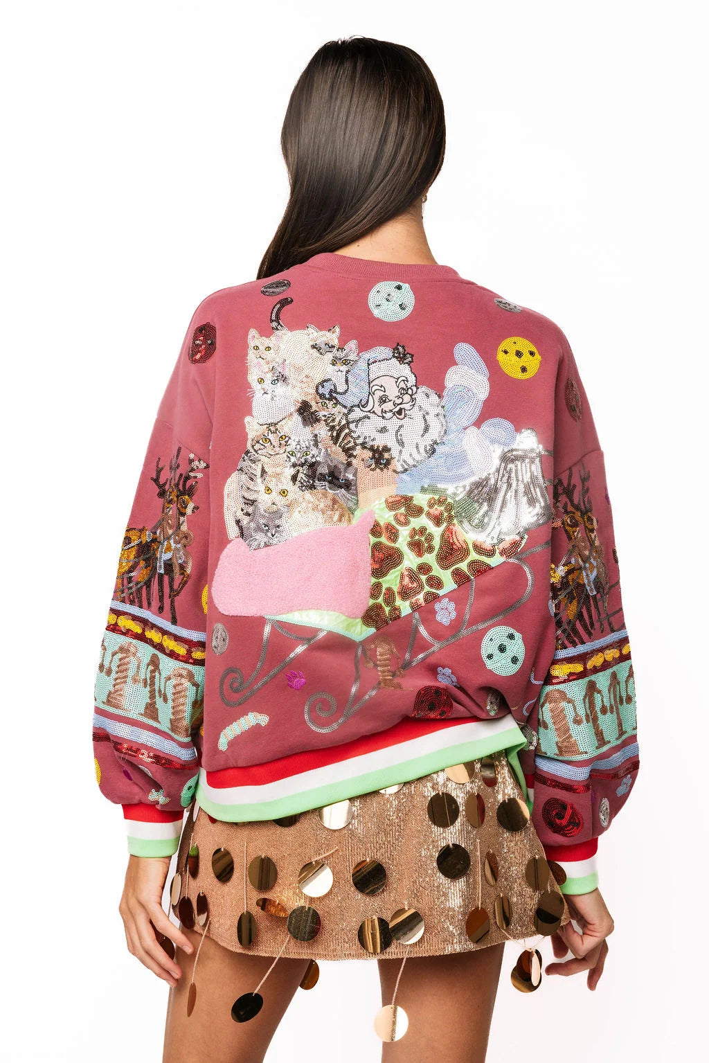 QOS CATS IN SANTAS SLEIGH SWEATSHIRT