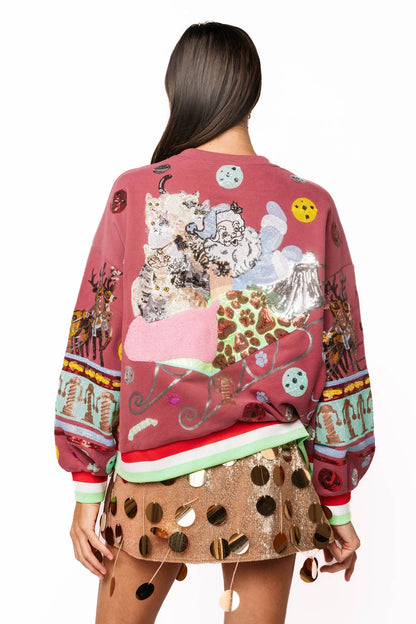 QOS CATS IN SANTAS SLEIGH SWEATSHIRT