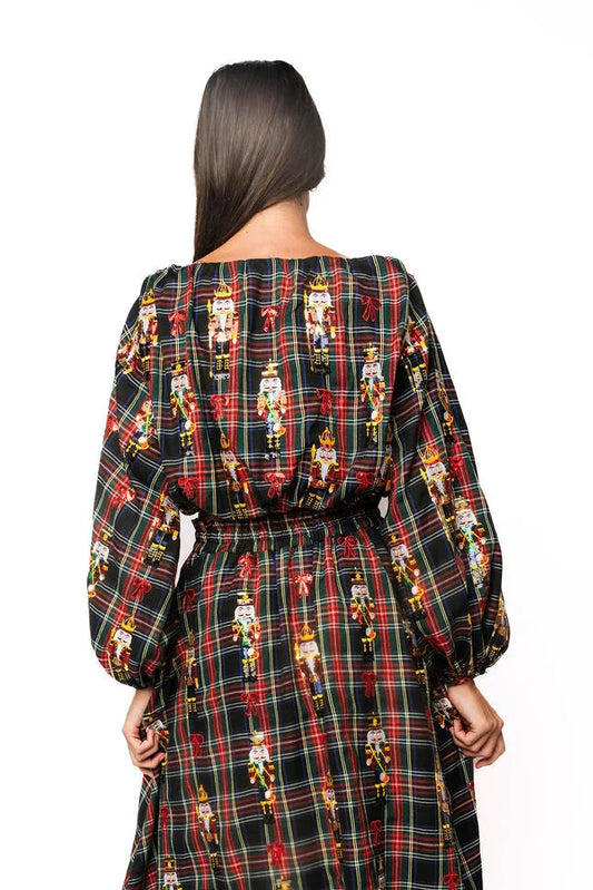 QOS PLAID NUTCRACKER BUBBLE TOP