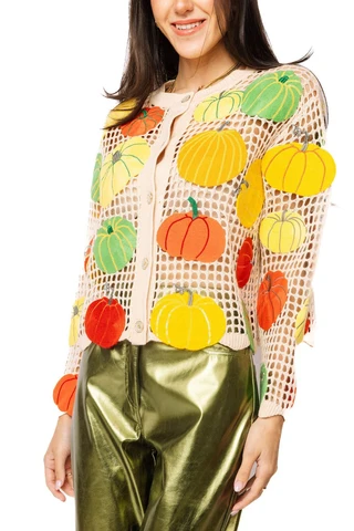 QOS PUMPKIN CROCHET CARDIGAN