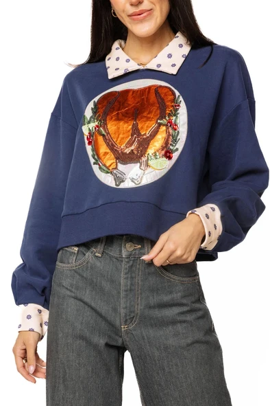 COLLARED TURKEY SWEATSHIRT