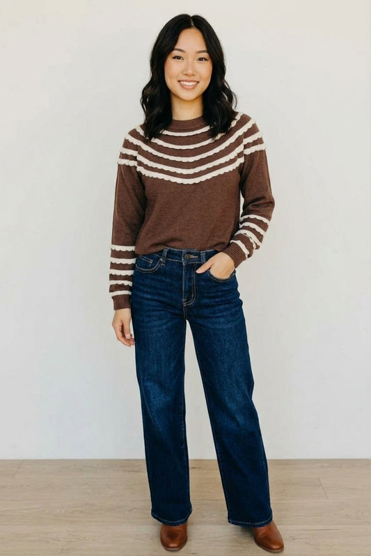 THML CROCHET RUFFLE DETAIL SWEATER