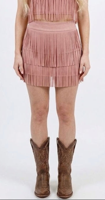 FRINGE TIERED SKIRT