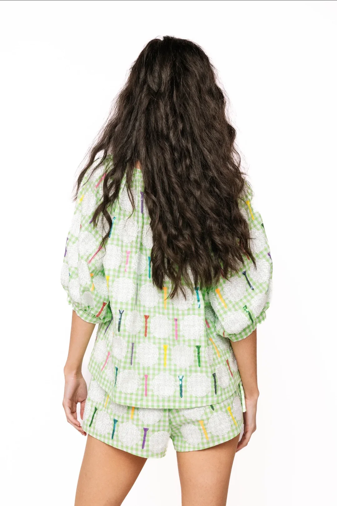 QUEEN OF SPARKLES GINGHAM GOLF TOP