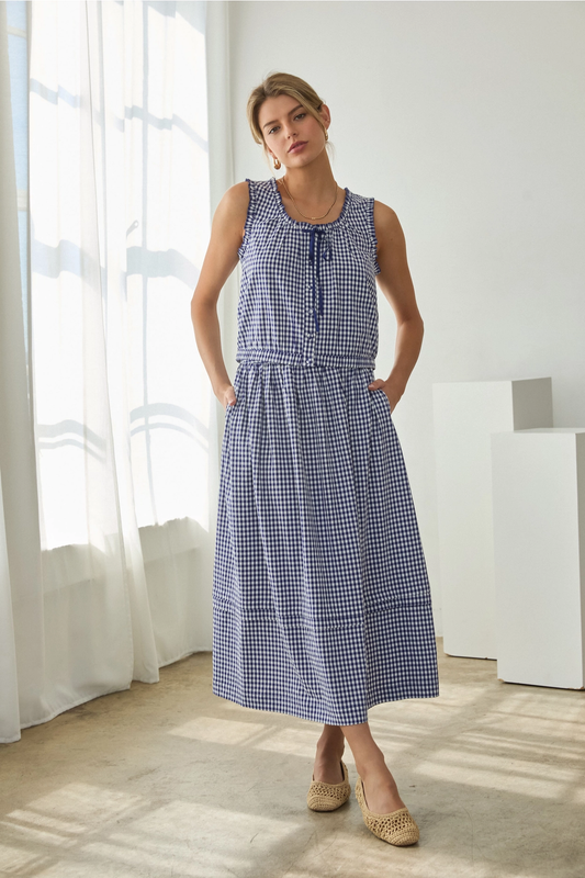 GINGHAM TIE FRONT TOP