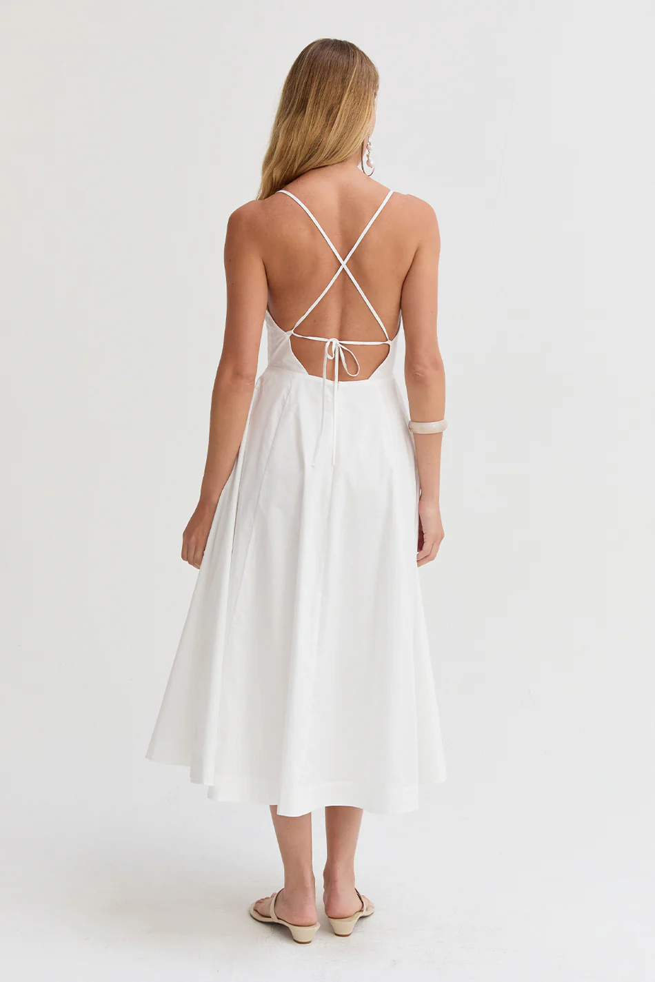 EUNICE V-NECK POPLIN MIDI DRESS