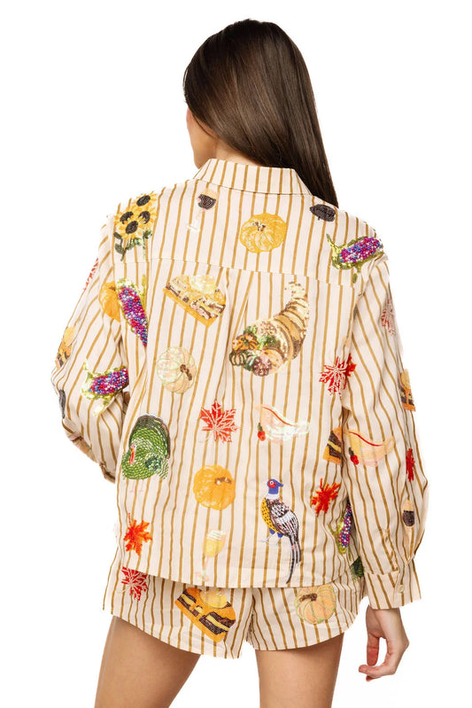 QOS STRIPED THANKSGIVING ICON TOP