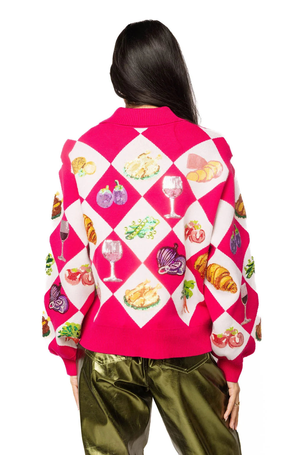QOS DIAMOND PRINT DINNER CARDI