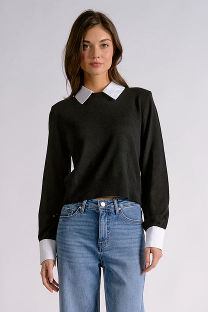 ELAN CONTRAST COLLAR SWEATER