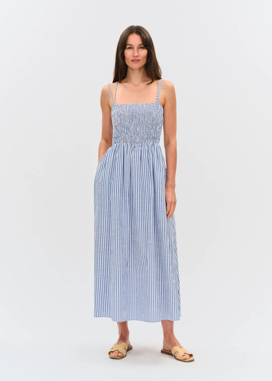 650 - STRIPED POPLIN SMOCKED DRESS