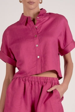 ELAN BUTTON DOWN COLLARED TOP