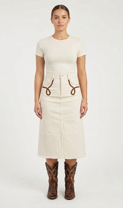 BOOT STITCH MIDI SKIRT