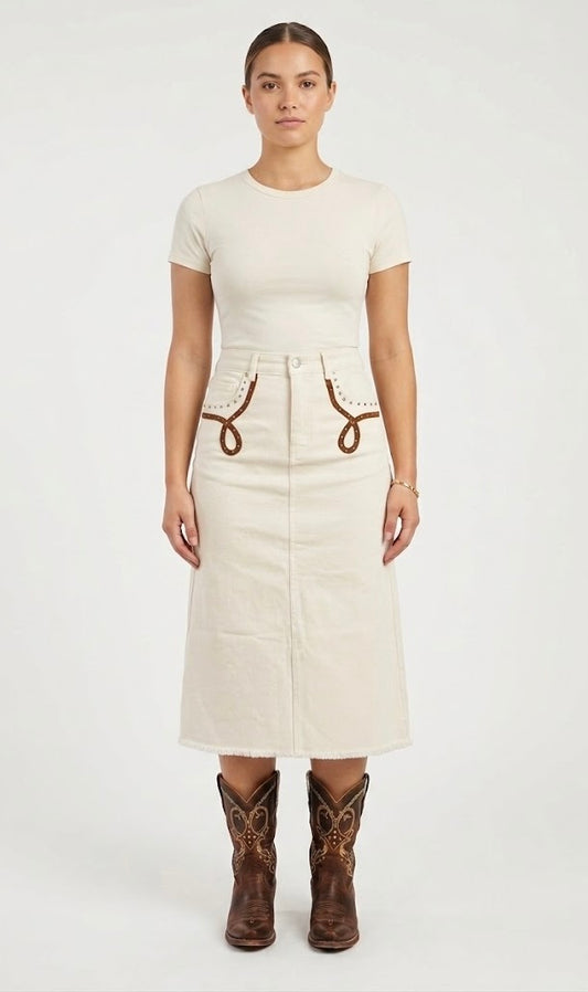 BOOT STITCH MIDI SKIRT
