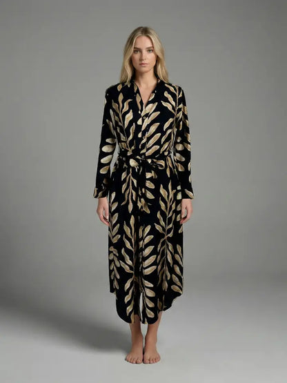 THIRA'S PALM PRINT SHIRT DRESS