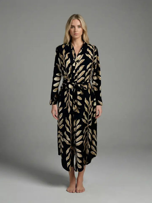 THIRA'S PALM PRINT SHIRT DRESS