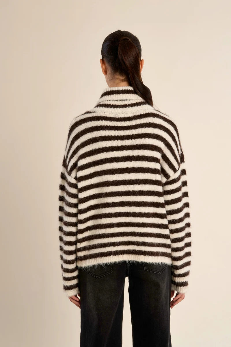 MB STRIPED KNIT TURTLENECK