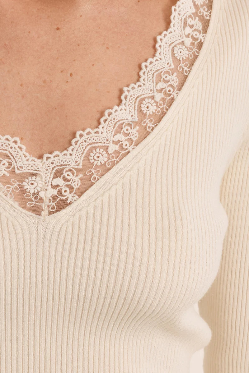 MB LACE V NECK TOP