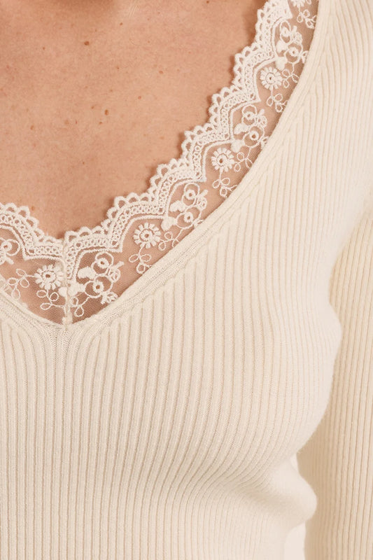 MB LACE V NECK TOP