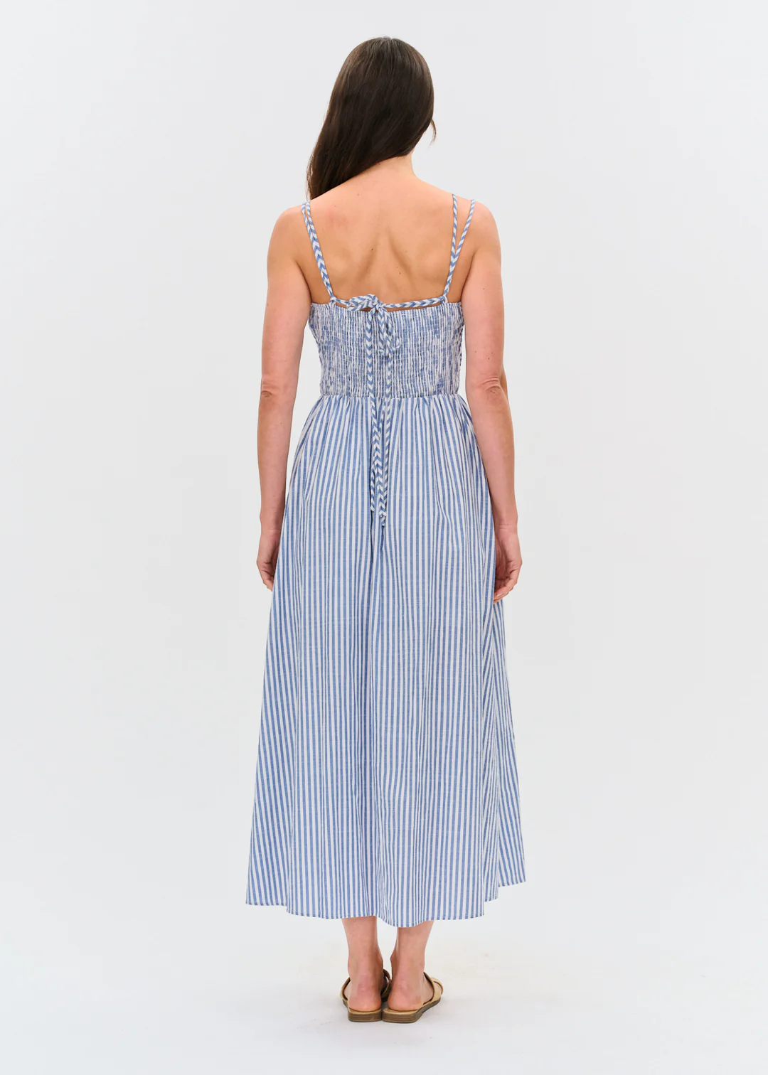 650 - STRIPED POPLIN SMOCKED DRESS