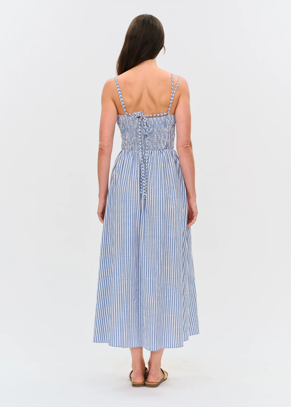 650 - STRIPED POPLIN SMOCKED DRESS