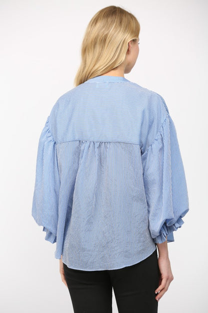 VOLUMINOUS BUBBLE SLEEVE BLOUSE