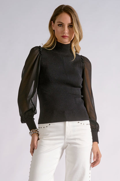 ELAN MESH SLEEVE SWEATER