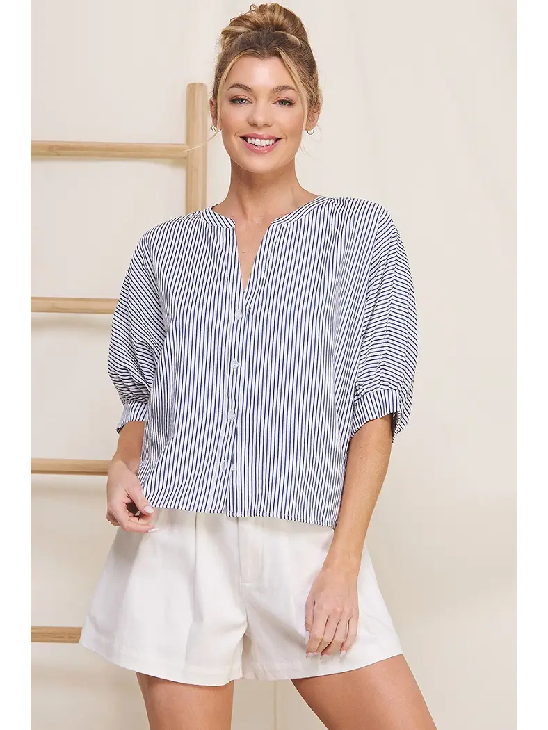 AR EASY PINSTRIPE DOLMAN BLOUSE