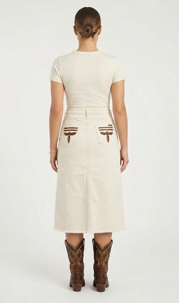 BOOT STITCH MIDI SKIRT