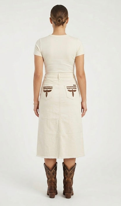 BOOT STITCH MIDI SKIRT