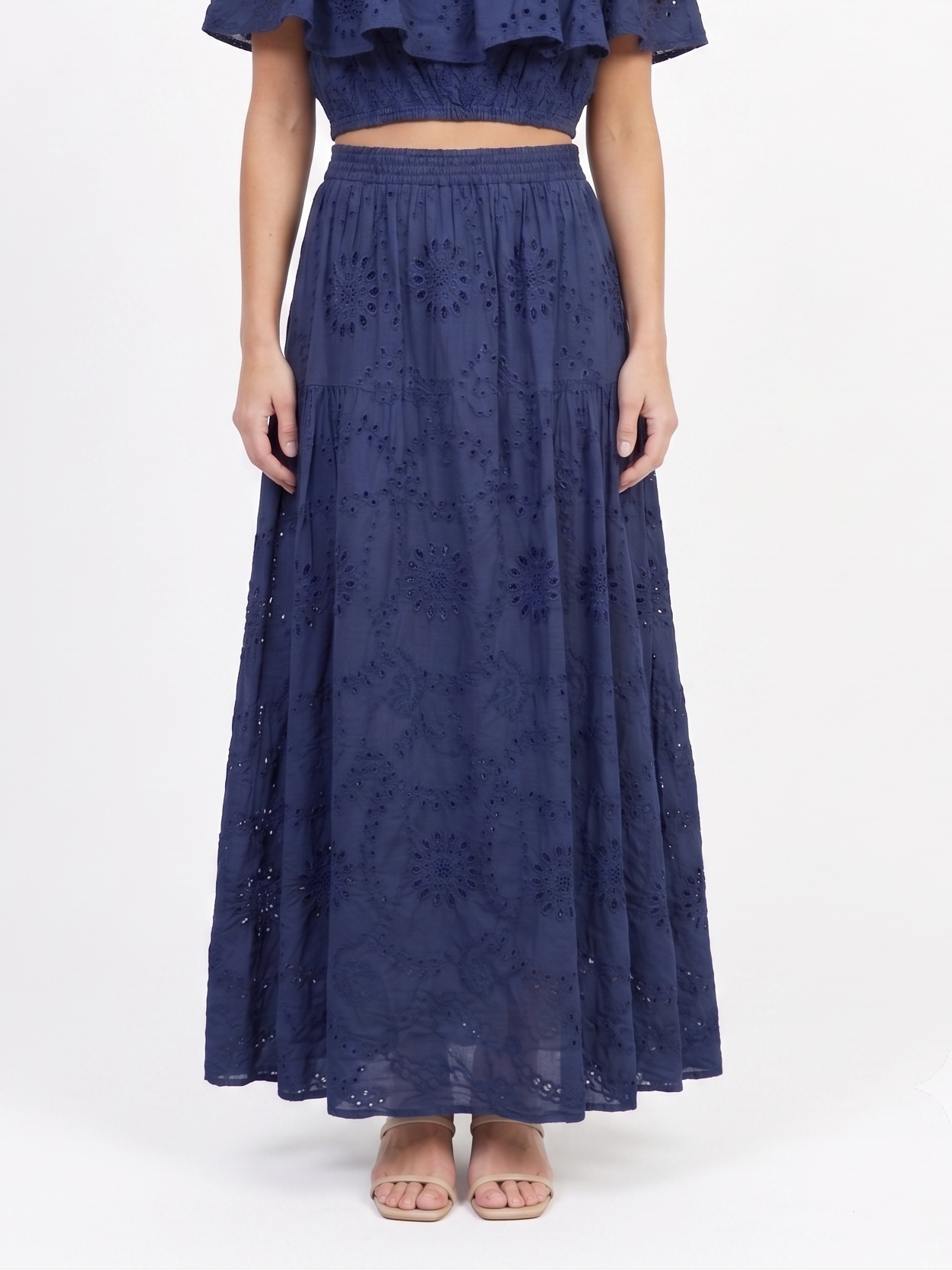 EYELET MAXI SKIRT W POCKETS